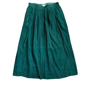 VTG Talbots Green Suede Skirt Size 16 Fully Lined Leather